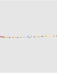 Elli Jewelry - Necklace Choker Glass Beads Heart Trend in 925 Sterling Silver