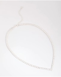 Lovisa - Silver Cubic Zirconia Cup Chain Pointed Tennis Necklace