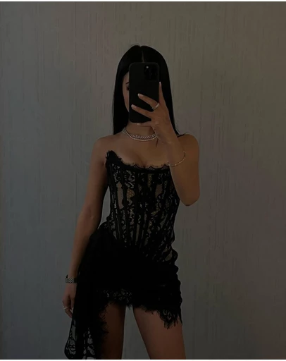 Heiress Beverly Hills - Lace Corset Draped Mini Dress
