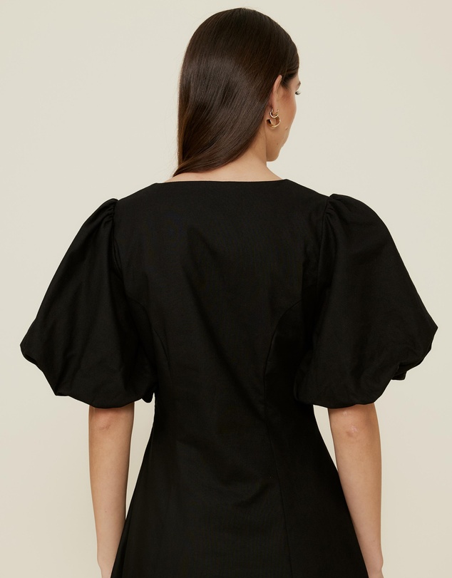 The Fated - Puff Sleeve Midi Dress