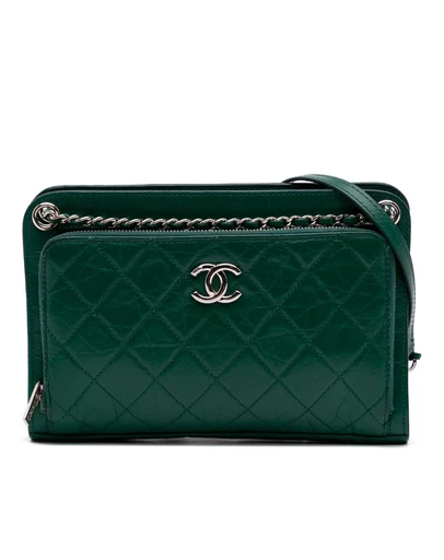 Pre-Loved by Azura Reborn - Pre-Loved CC Quilted Crinkled Calfskin Front Pocket Crossbody