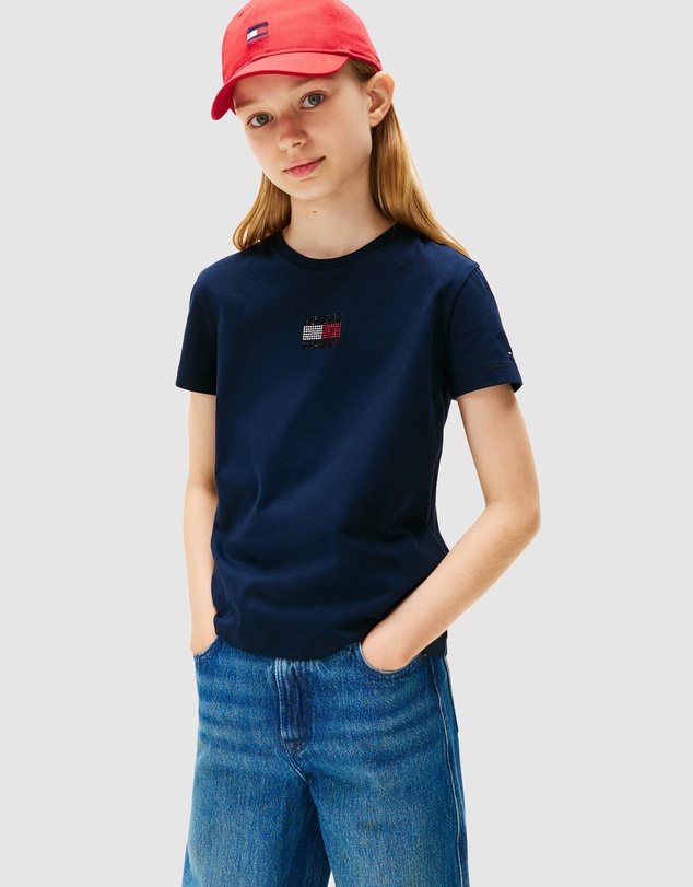 Tommy Hilfiger - Rhine Stone Flag Tee SS - Teens