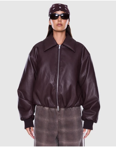 ENA PELLY - Monroe Faux Leather Bomber Jacket