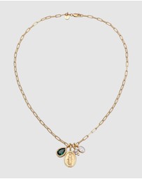 Elli Jewelry - Necklace Drop Green Quartz and Zirconia 925 Sterling Silver Gold-plated