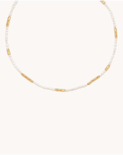 Astrid & Miyu - Pearl and Molten 18ct Gold Plated Necklace