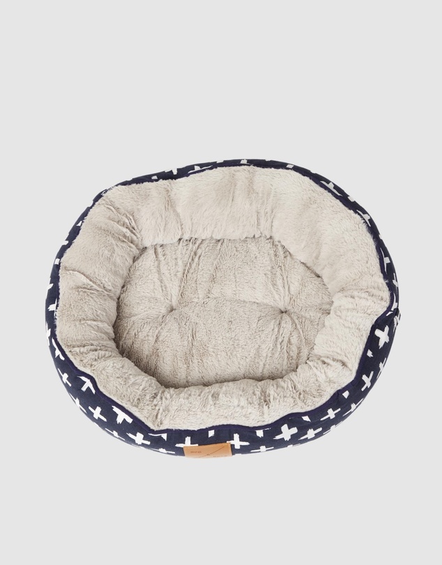 Mog & Bone - 4 Seasons Reversible Circular Dog Bed - Navy Cross Print