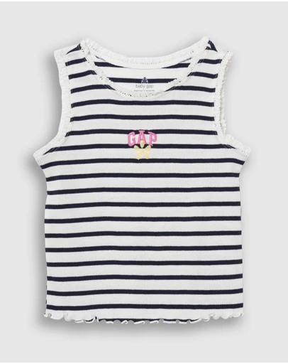 GAP - Yardage Logo Lace Trim Tank - Babies-Kids