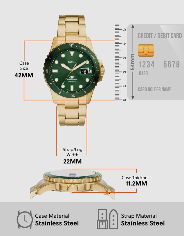 Fossil - Fossil Blue Dive Gold Tone Analogue Watch