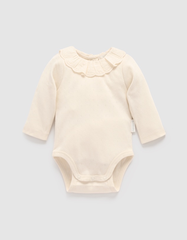 Purebaby - Ruffle Pointelle Bodysuit -Kids-Babies
