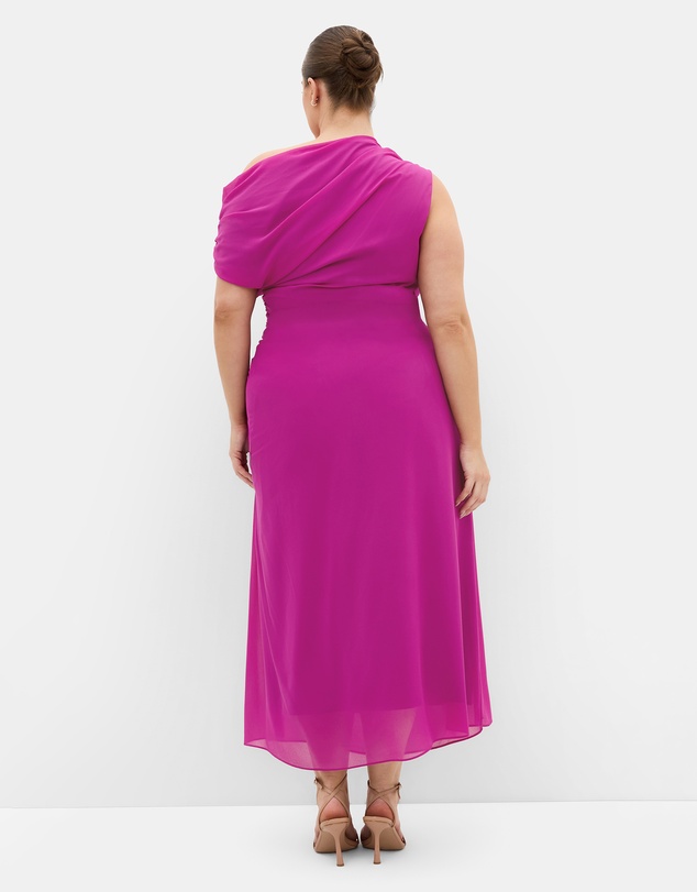 City Chic - Plus size Vivid Colour Maxi Dress - magenta