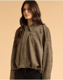 MVN - Faux Suede Bomber Jacket