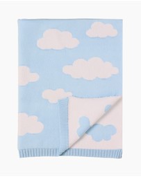 Living Textiles - Pram Knitted Blanket - Cloud Whisper / Blue