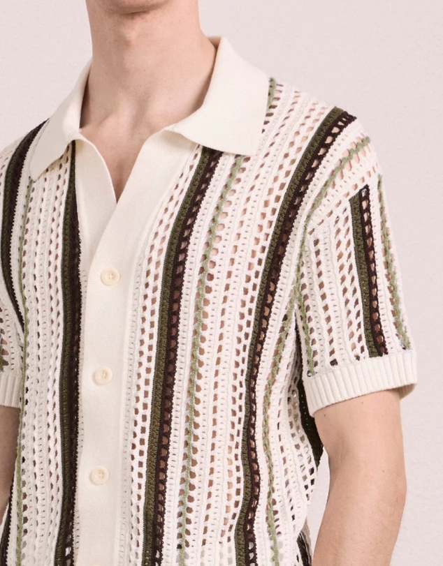 Frescobol Carioca - Pinto Cotton Stripe Crochet SS Shirt