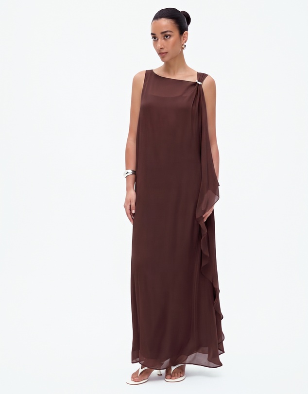 Minima Esenciales - Hallie Sheer Viscose Draped Maxi Dress