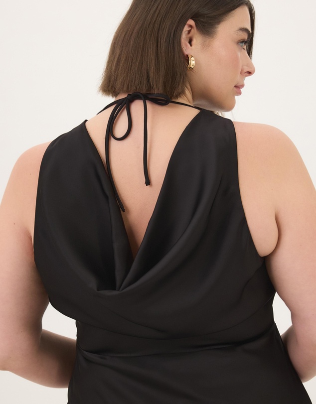 Atmos&Here Curvy - Amelie Satin Draped Back Maxi Dress