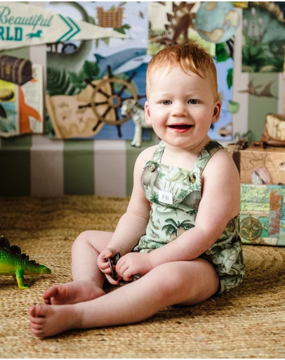 Fleur Harris - 'Prehistorica' Brontis Romper in Olive Leaf