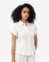 Forcast - Ami Linen Pleated Tuck Shirt