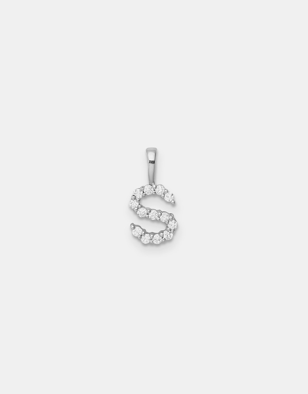 Zoe Olivia - 9K White Gold Lab Grown Diamond Initial S Pendant
