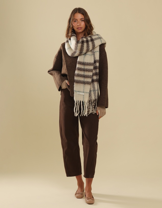Morgan & Taylor - Hallie Scarf in Beige & Brown Check