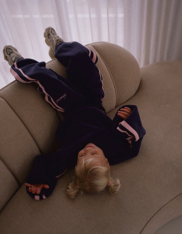 SSAINT - Kids Fleece Crew Navy & Pink