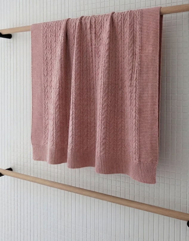 SILK MAGNOLIA - Cashmere Cable Baby Blanket