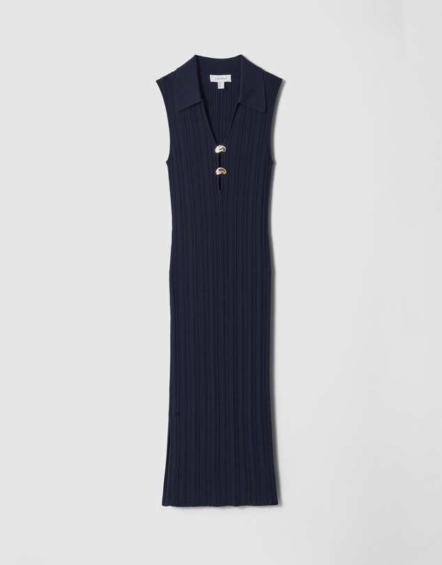 & Other Stories - Rib-Knit Collared Midi Dress