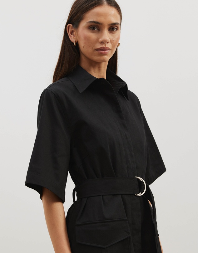 Atmos&Here - Amy Cotton Drill Mini Shirt Dress