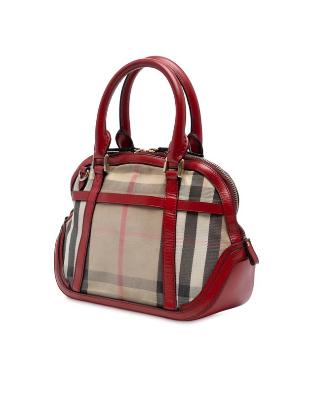 Pre-Loved by Azura Reborn - Pre-Loved Small Leather Trimmed House Check Canvas Bridle Orchard Satchel
