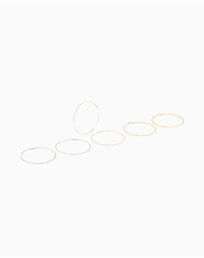 Lovisa - Mixed Metal Classic XL Hoop Earrings 3-Pack