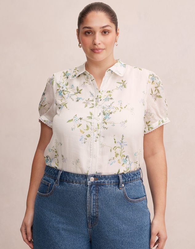 Forever New Curve - Posie Curve Lace Detail Blouse