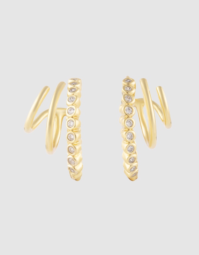 Wanderlust + Co - Triple Pave 13mm Hoop Earrings