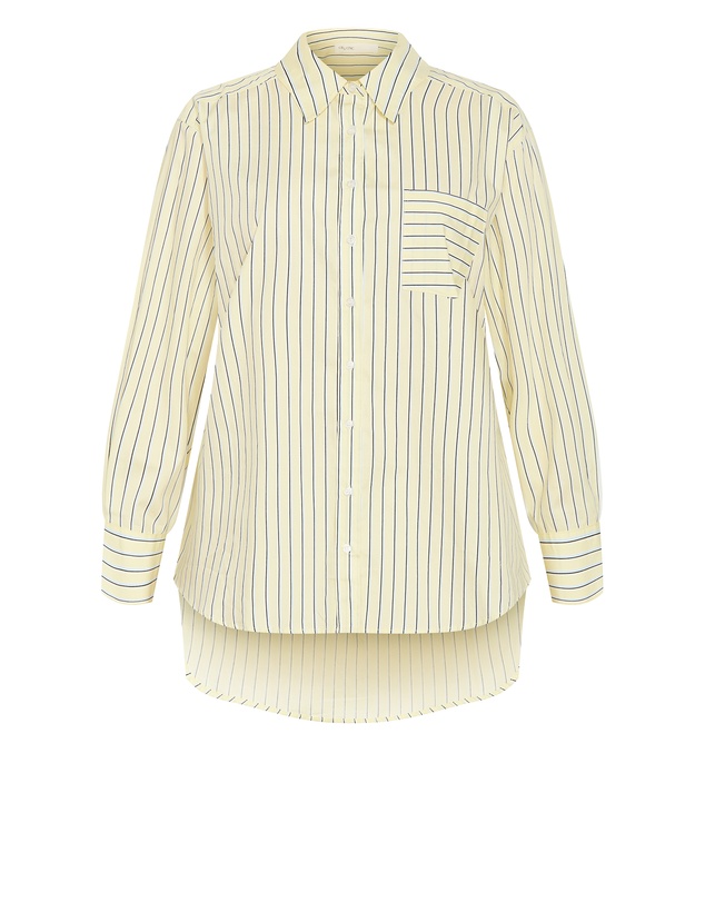 City Chic - Plus size Chiara Oversized Longline Stripe Cotton Shirt - yellow
