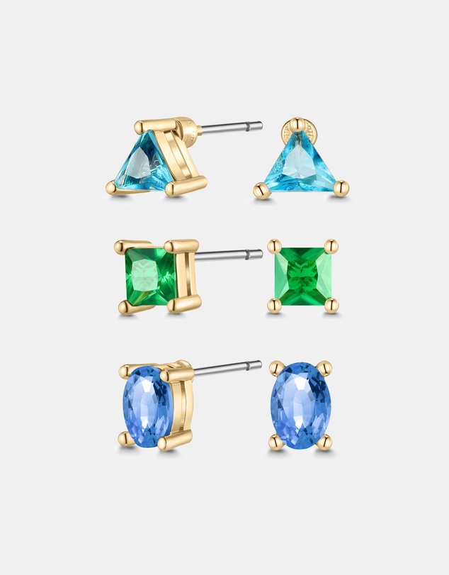 Mestige - Aquamarine Earrings Set - 18K Gold Plated
