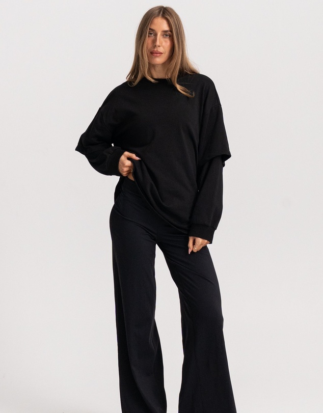 HyperLuxe The Label - Double Take LS- Black