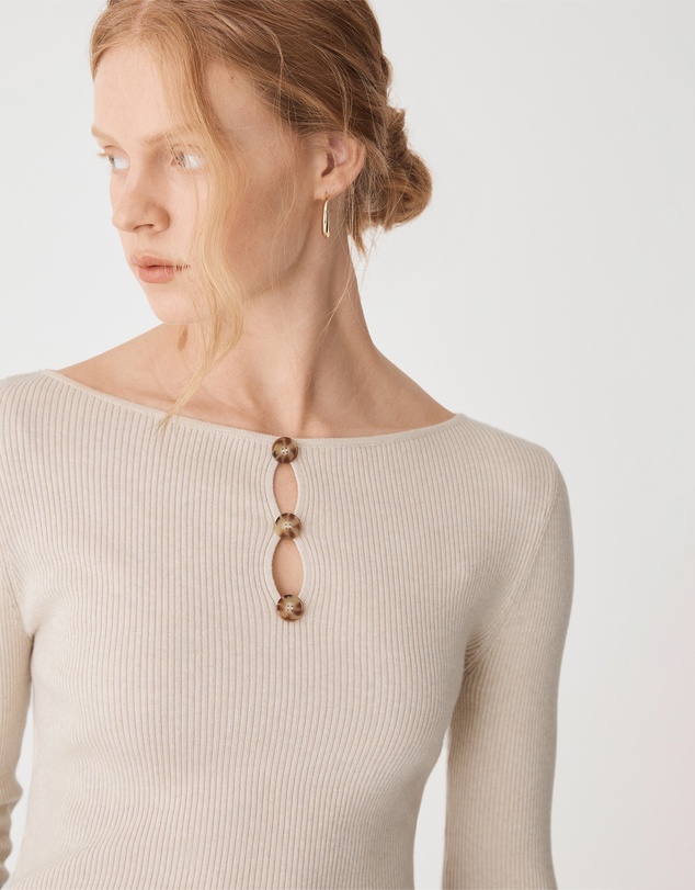 Forcast - Logan Button Keyhole Rib Knit