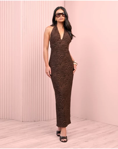 Azzurielle - Rach Halter Neck Maxi Dress