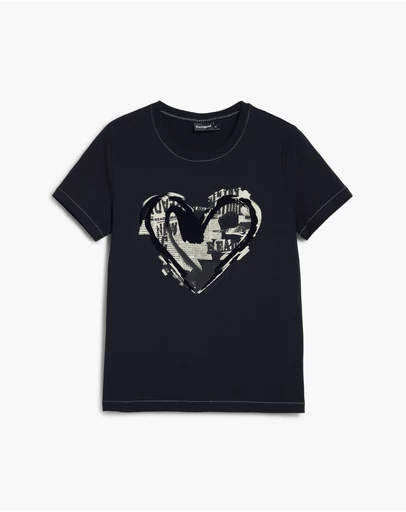Desigual - Newspaper heart T-shirt