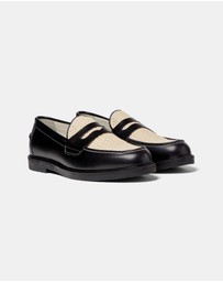 Duke + Dexter - Wilde Black + White Rattan Penny Loafer - Men's