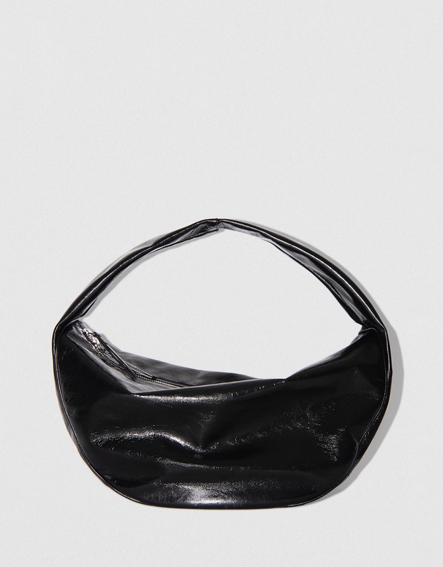By Far - Maxi Cush Black Creased Leather Bag