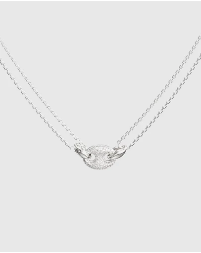 GUESS - Marine Pave Link Silvertone Necklace