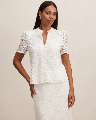 Forever New - Lina Short Sleeves Lace Blouse