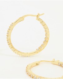 Lovisa - Gold Plated Cubic Zirconia Skinny Large Hoop Earrings