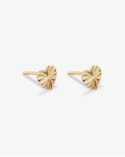 Michael Hill - Textured Heart Stud Earrings in 18kt Vermeil