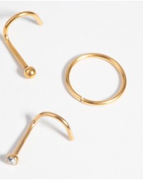 Lovisa - Gold-Plated Surgical Steel Nose Stud & Ring Pack