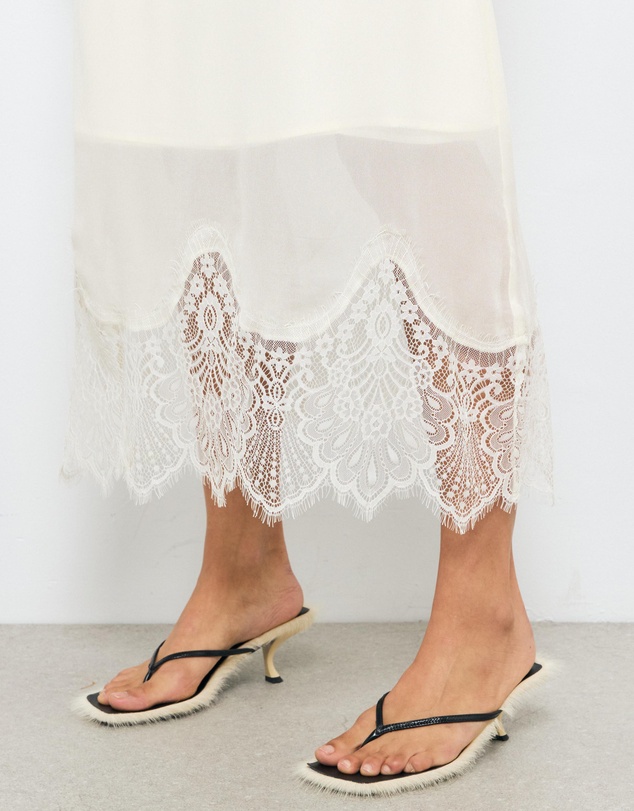 AERE - Alina Lace Trim Slip Skirt