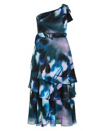 City Chic - Plus size Enchant Haze One Shoulder Maxi Dress - deep ocean