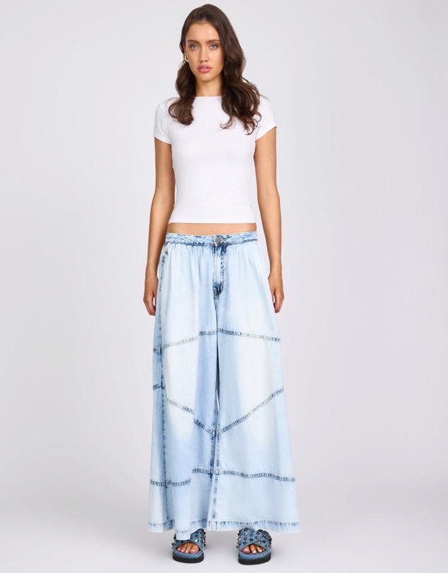 ONE TEASPOON - Daddios Low Waist Super Wide Leg Denim Jeans - Depeche Blue