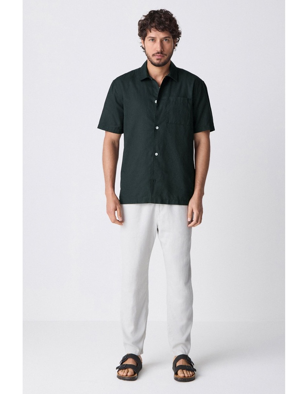NEXT - Short Sleeve Linen Blend Shirt Standard Collar
