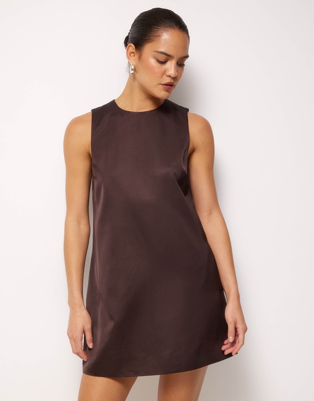 AERE - Nori Satin Shift Mini Dress