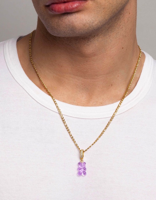Nialaya Jewellery - Men's Purple Gummy Bear Necklace